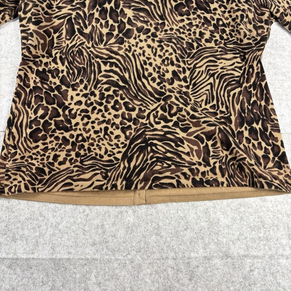 Cable & Gauge Womens XL Animal Print Cardigan Rhinestone Buttons Cotton Blend - Picture 10 of 16